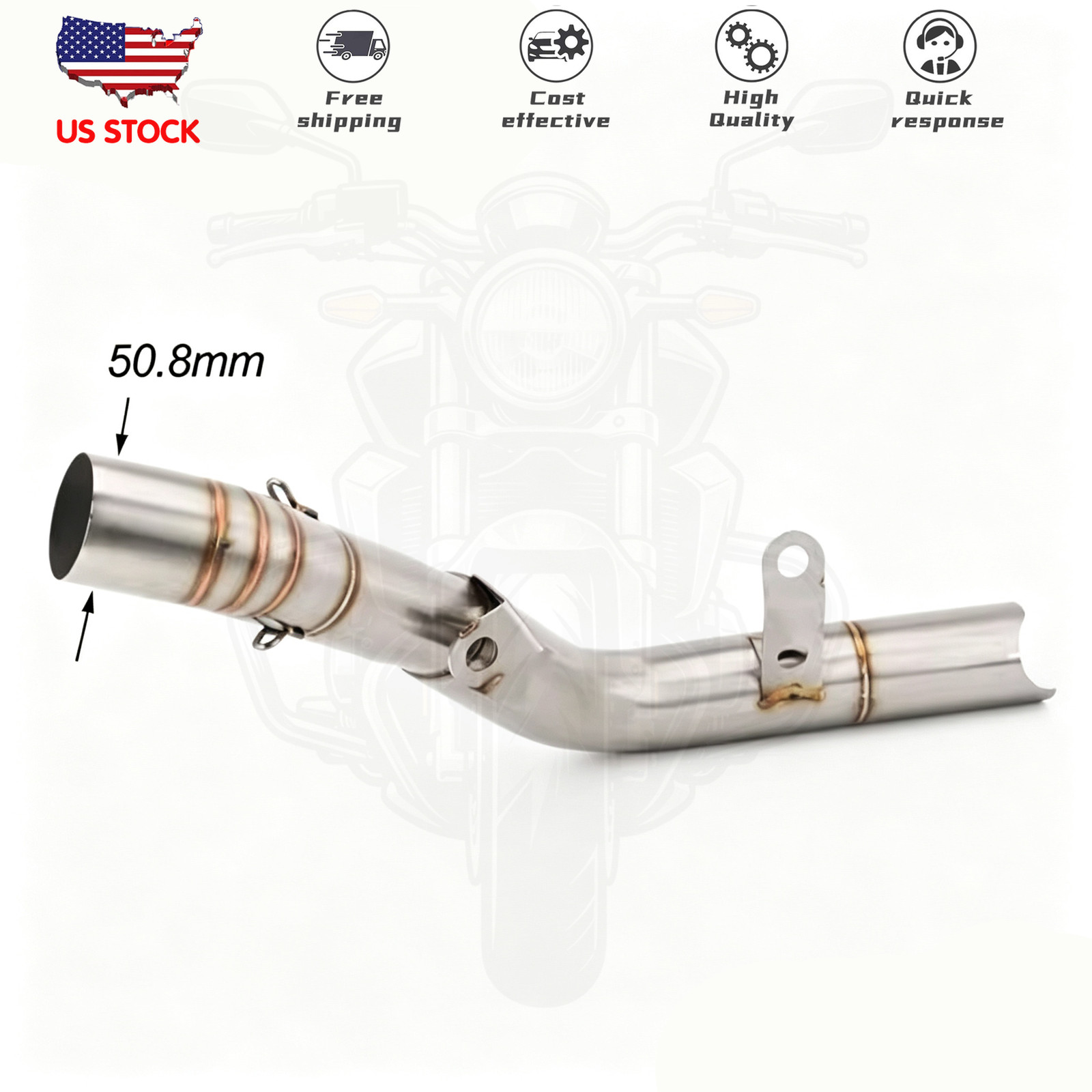 For Suzuki GSXR600 GSXR750 11-26 Exhaust System Mid Pipe Slip On Silvery Muffler