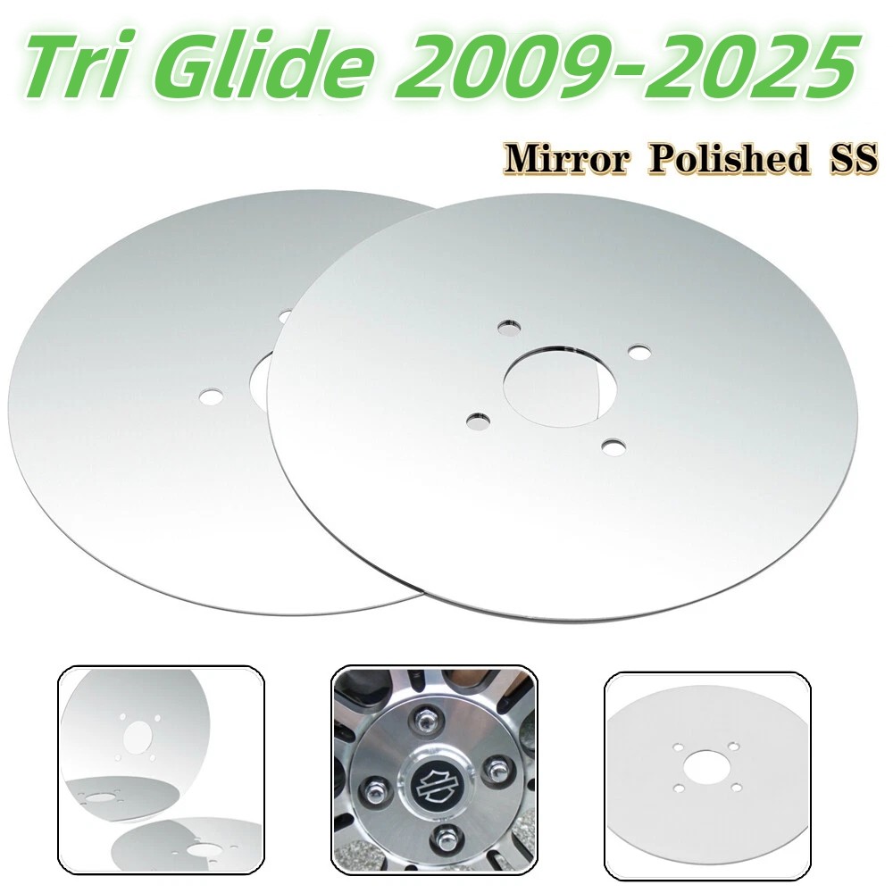 2PCS Mirror Polished SS TRI GLIDE Wheel Disc Set For Harley Tri-Glides 09-25 21