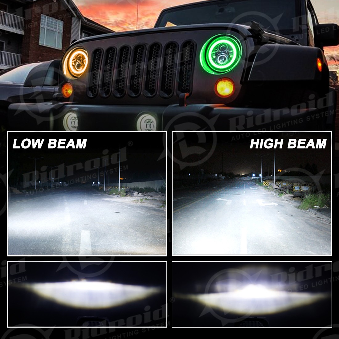 7” LED Halo Headlight Projector DRL For Harley Davidson Dyna Switchback