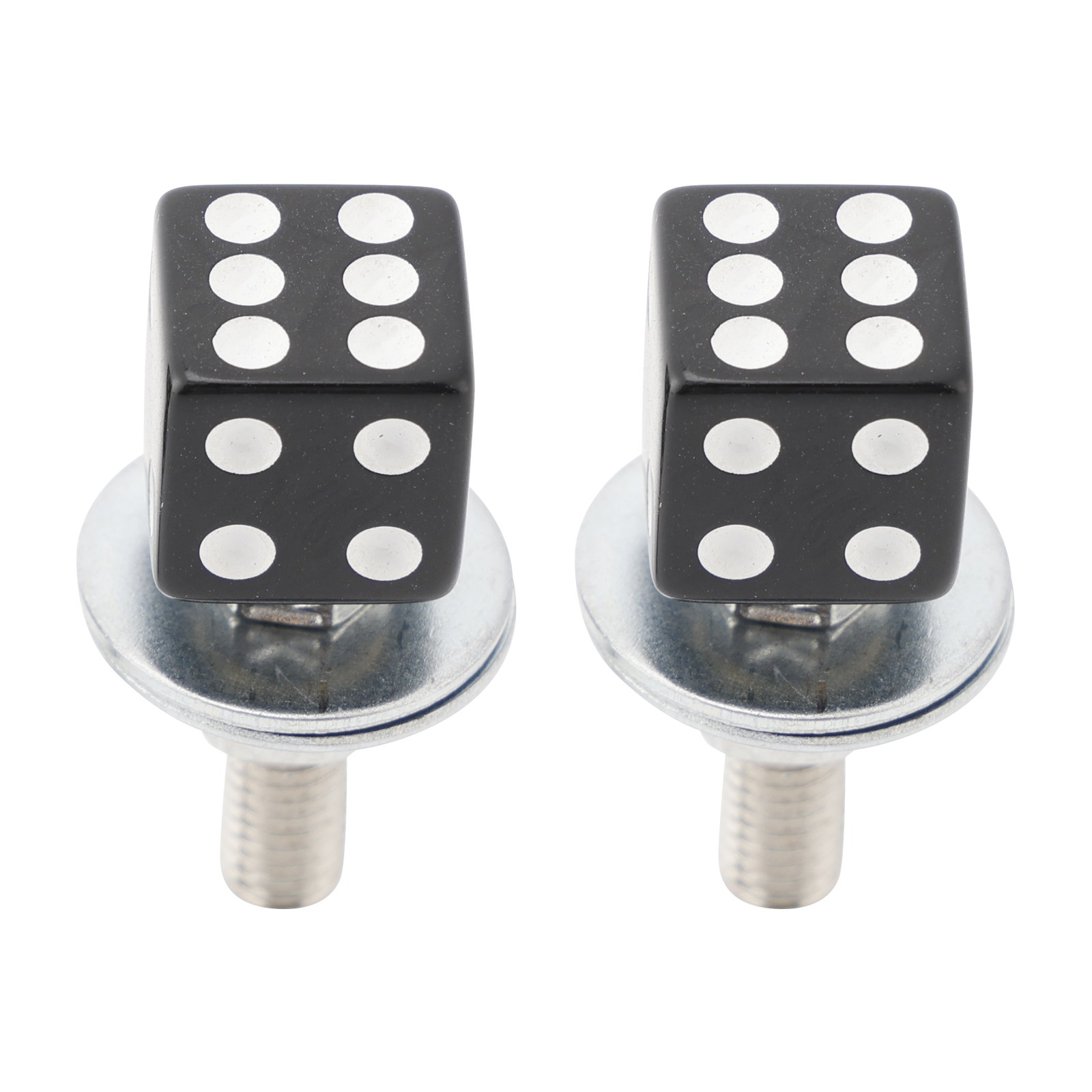 2x Motorcycle Bike Plastic Black Dice License Plate Bolt On Screw On Frame Nut