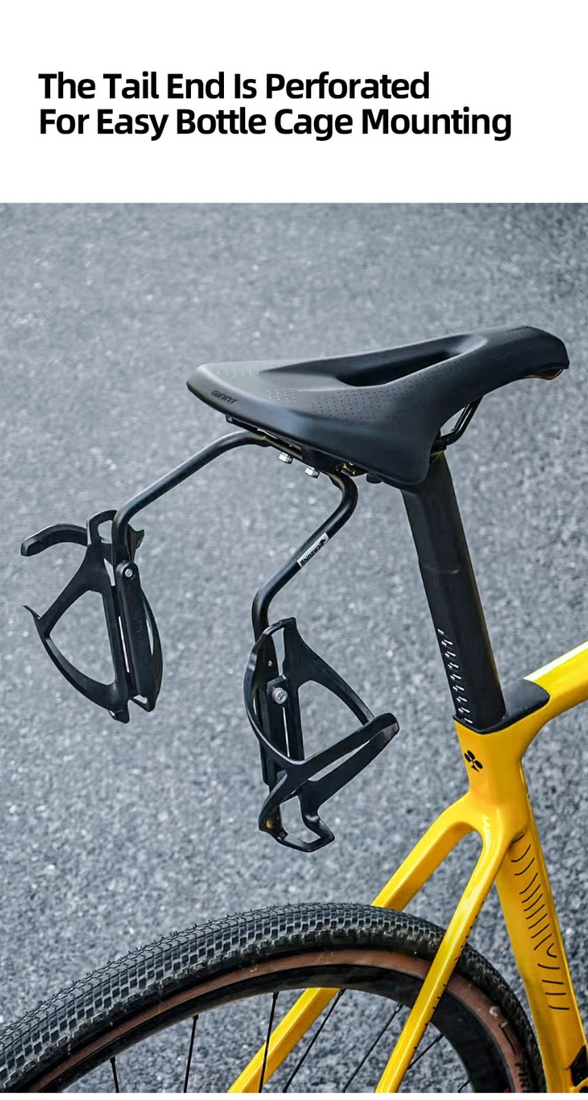 Rhinowalk Bicycle Rear Seat Rack Extended Reinforcement More Stable Black 1pc