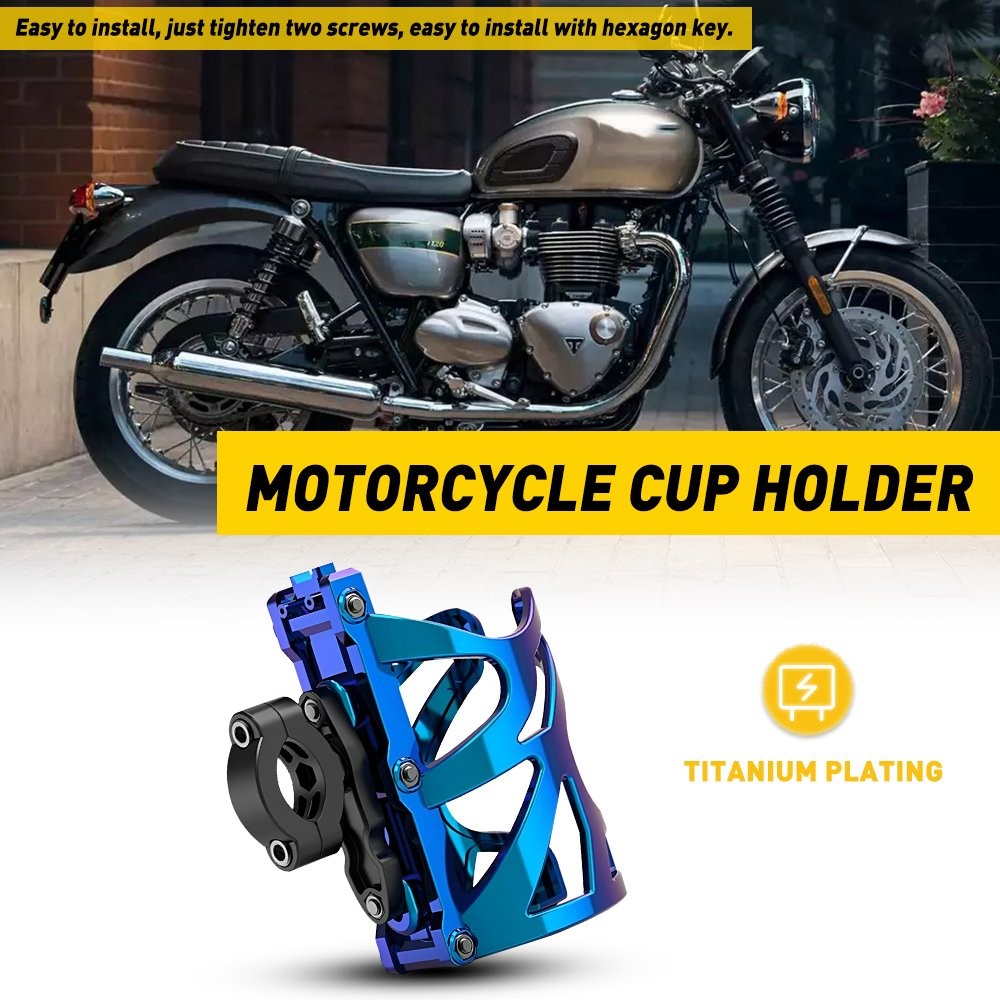 Motorcycle Cup Holder Handlebar Mount Beverage Drink Water Bottle for ATV Bike