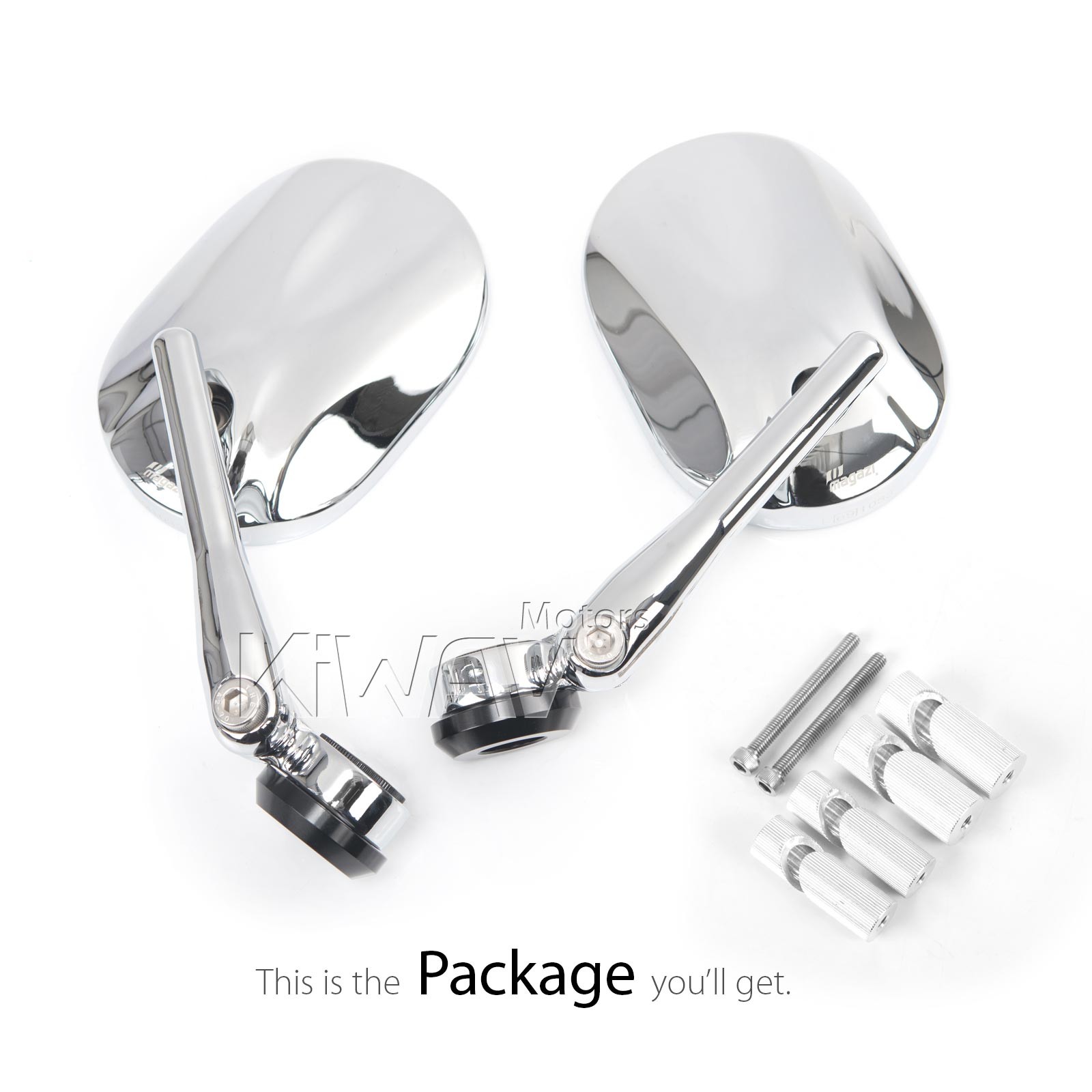 Bar end mirrors STARK chrome oval heavy 1″ hollow bar ID 17.5-24.9mm for Triumph
