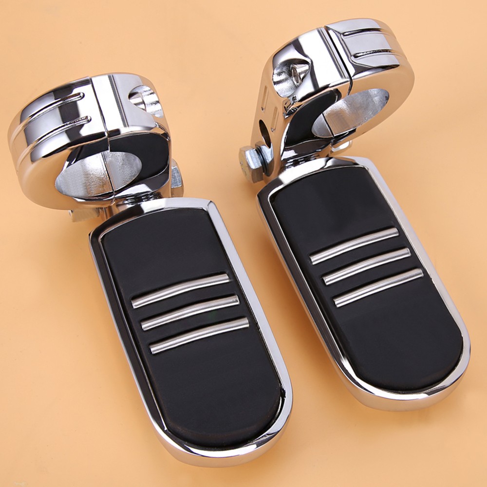 Chrome 1.25″ Highway Foot Peg Mount For Harley Road King Street Glide 1-1/4″ Bar