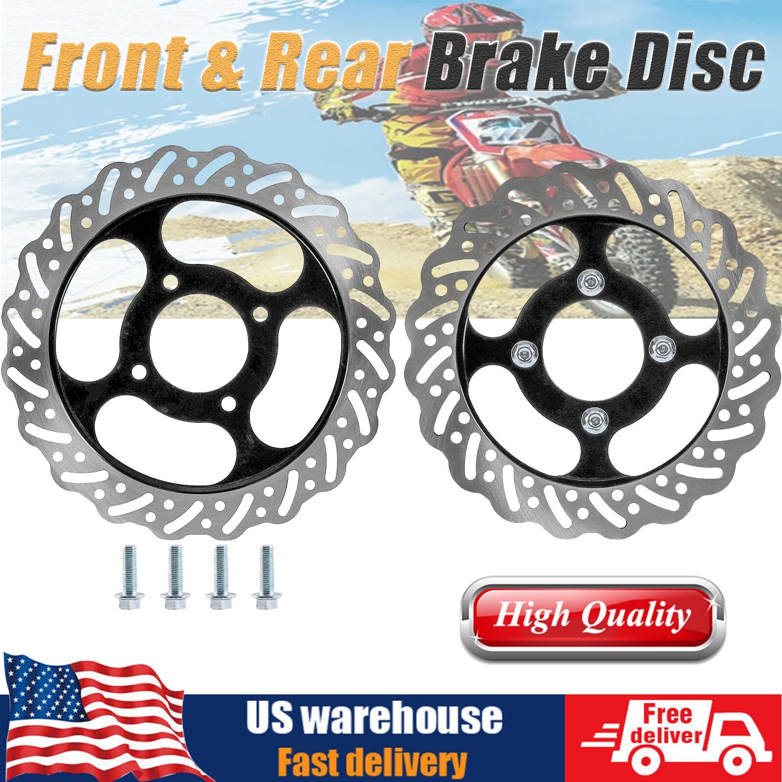 Front 240mm 9.45″ + Rear 220mm 8.66″ Brake Disc For Pit Bike 125cc 150cc Taotao