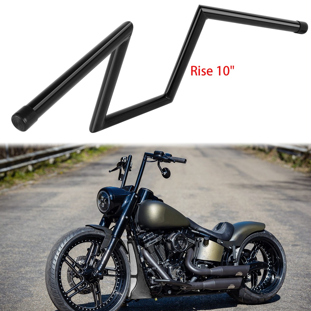 1″ Ape Hanger Handlebar Z-Bar Rise 10″ Black For Harley Sportster XL 883 1200
