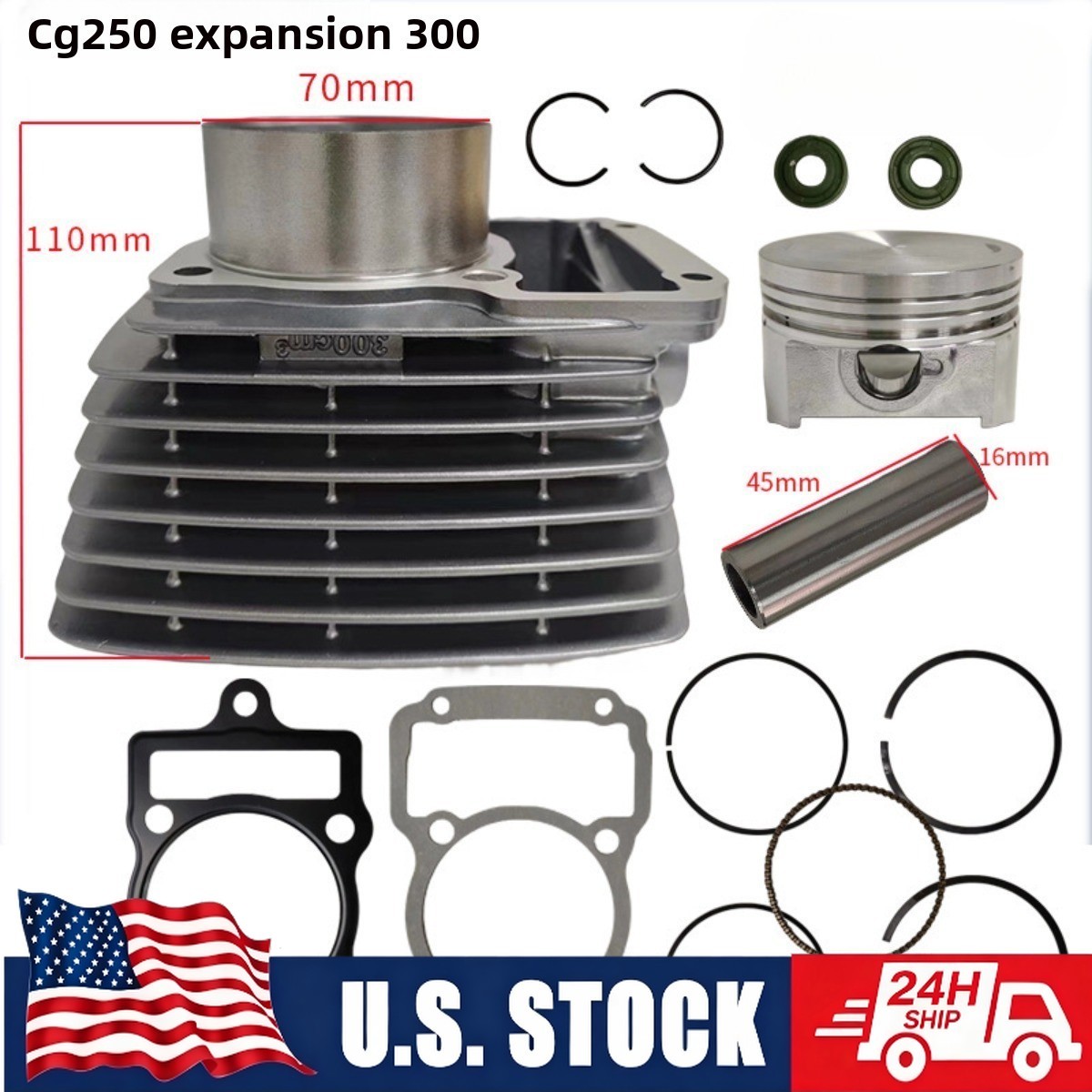 NEW 70mm 300cc Cylinder Piston Kit Fit for Zongshen CG250 to CG300 Upgrade