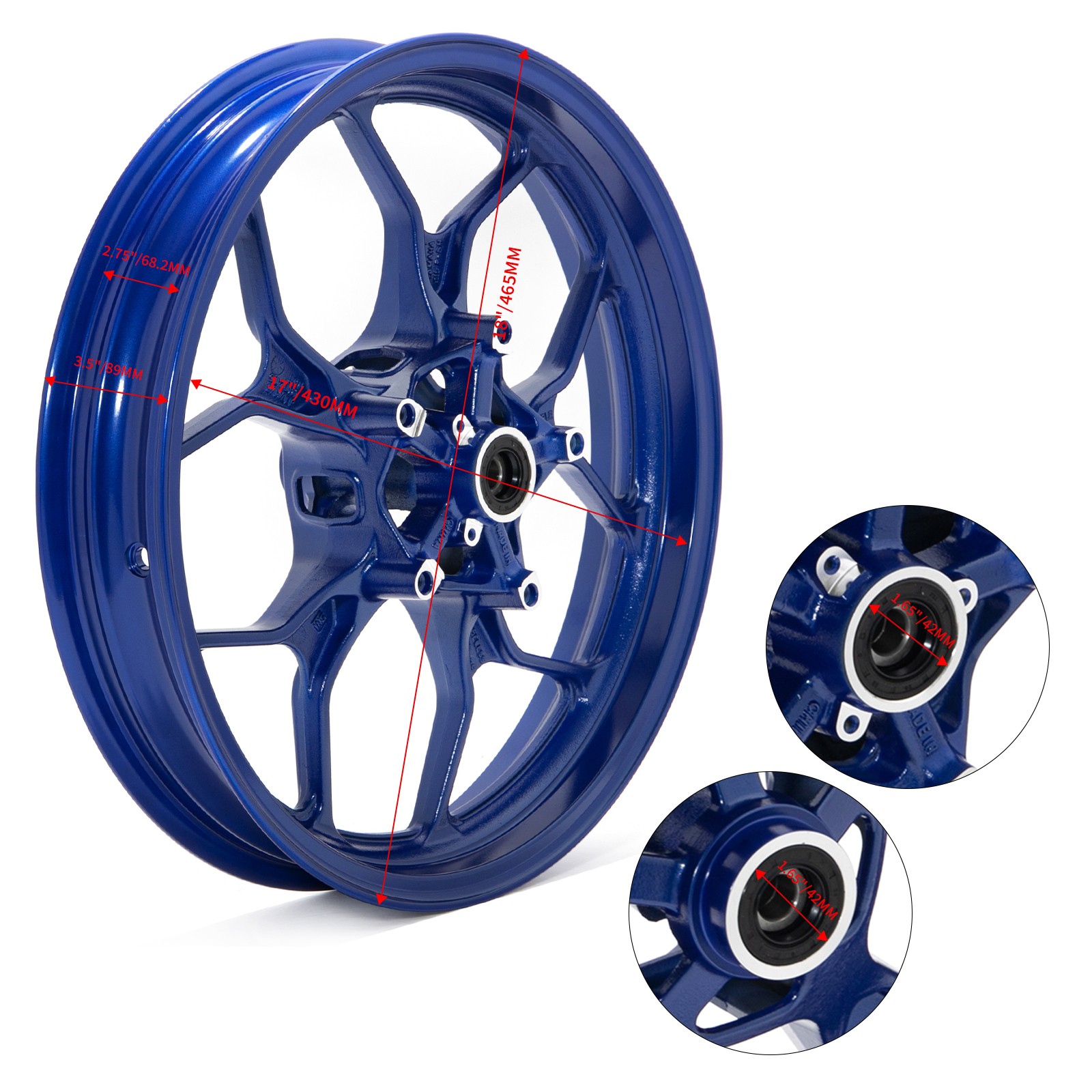 Blue 17”x2.75” Front Wheel Tubeless Rim for Yamaha YZF R3 15-24 R25 MT03 20-24