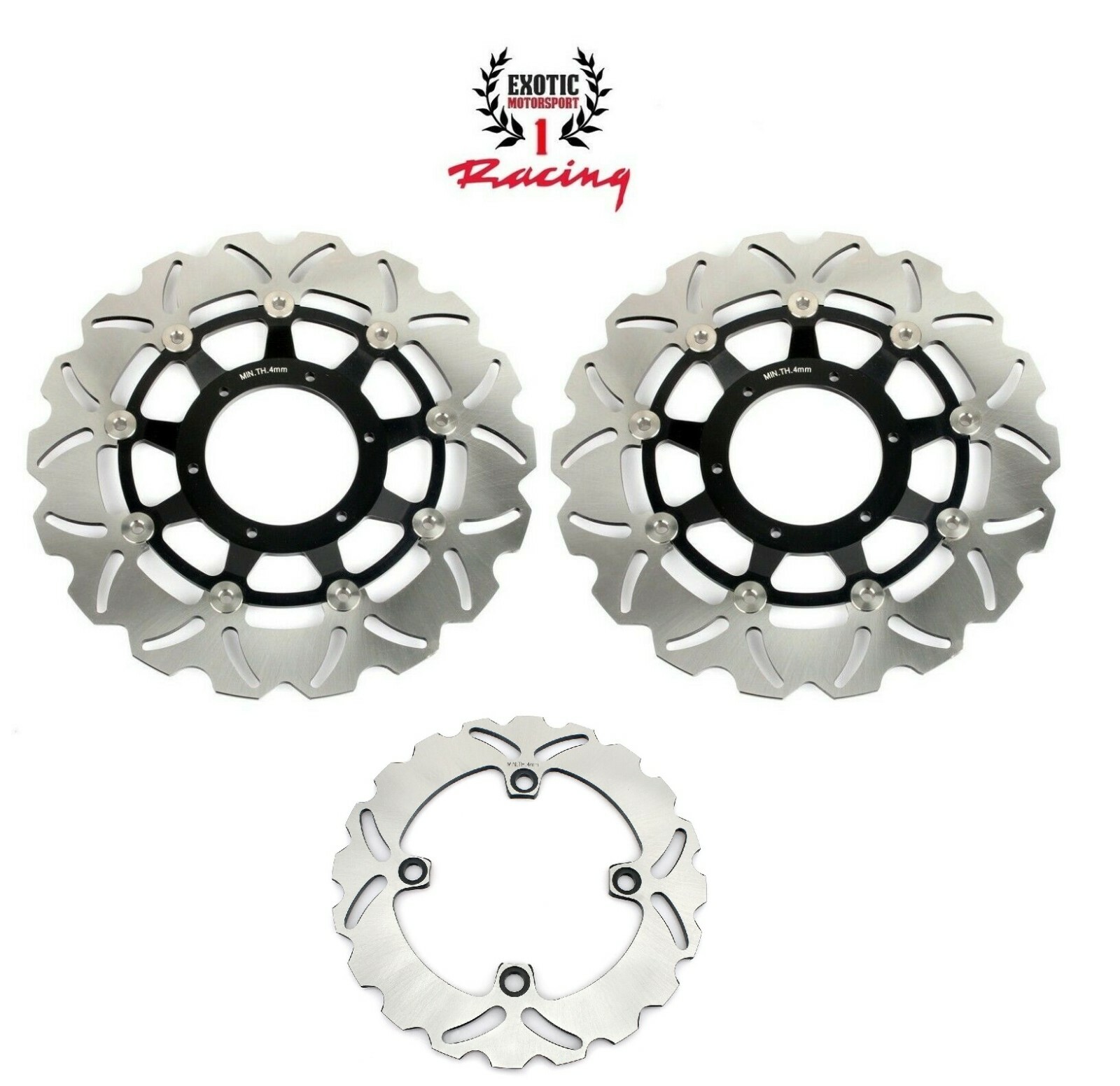 Front & Rear Brake Disc Rotors For Honda CBR 600 RR 2003-2019 Wave Rotors black