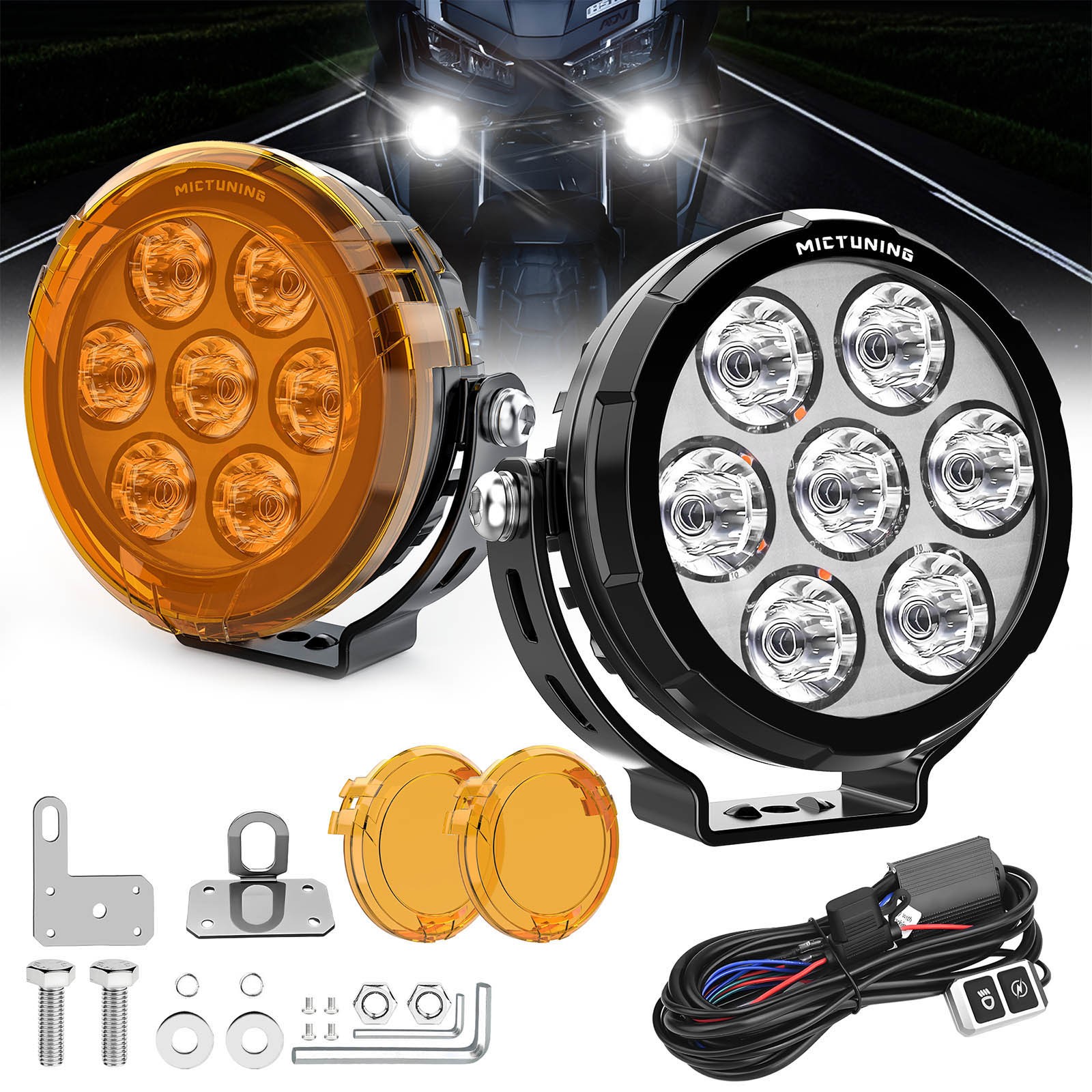2x 4.5″Inch LED Round Driving Fog Lights Combo Spot Flood Offroad ATV Motorcycle