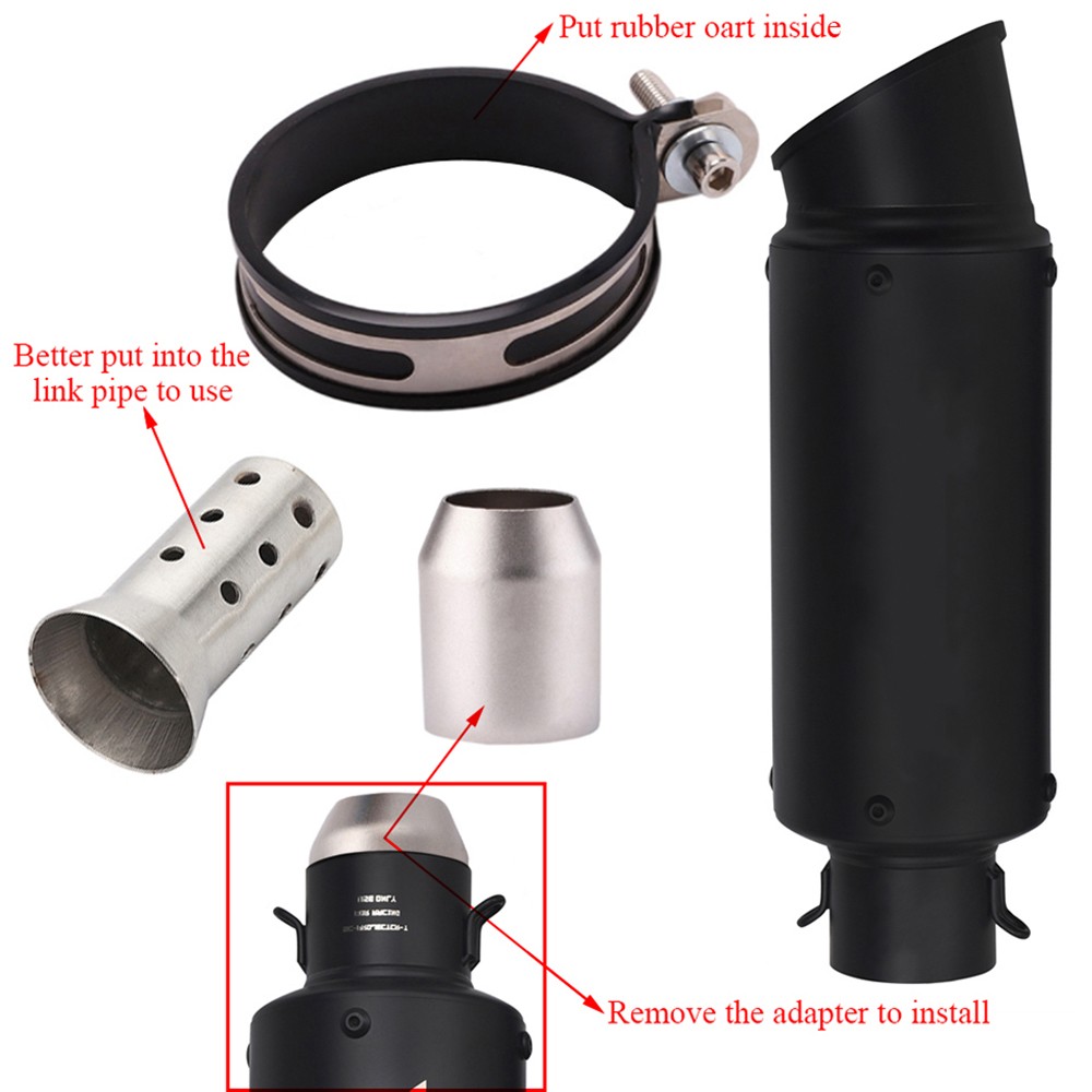 Bolt-on 51mm 2″ Universal Motorcycle Black Exhaust Muffler Pipe Tail Tip