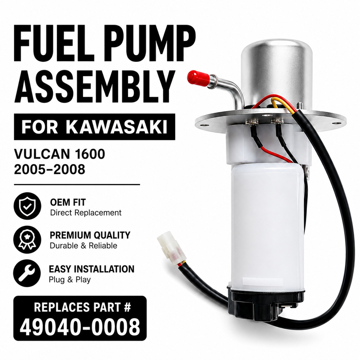 Fuel Pump Assembly 49040-0008 for Kawasaki VN1600 Vulcan Nomad Petrol 2005-2008