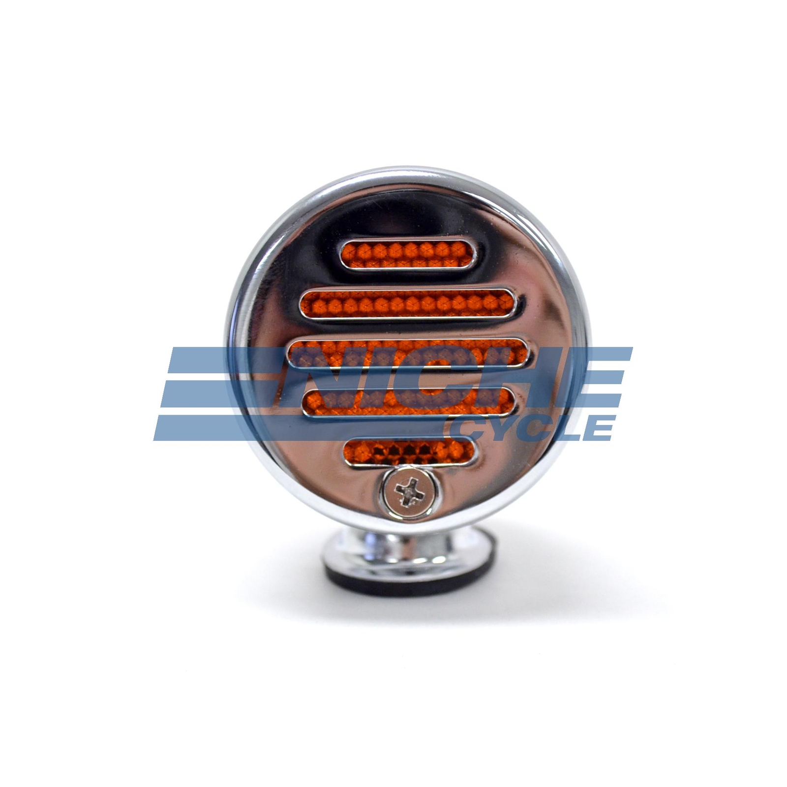 Cruiser Bottom Surface Mount Signal Light Dual Filament 12 Volt Chrome Amber