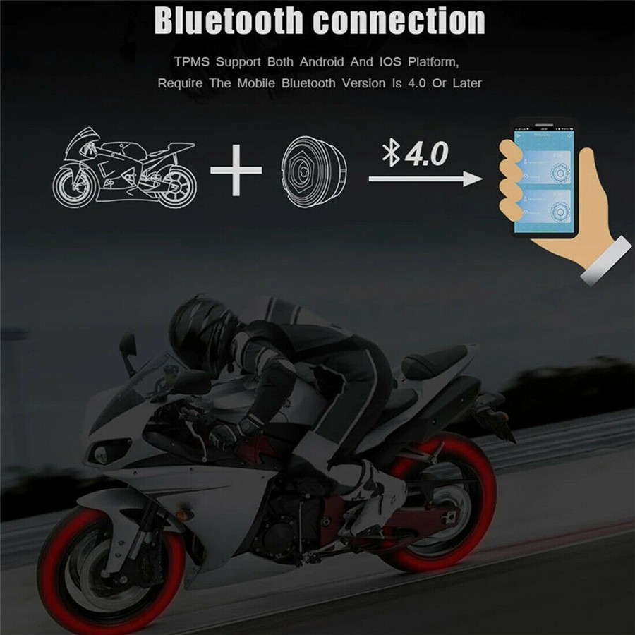 TPMS Bluetooth 5.0 Motorcycle Tire Pressure Monitor System & 2 External Sensor