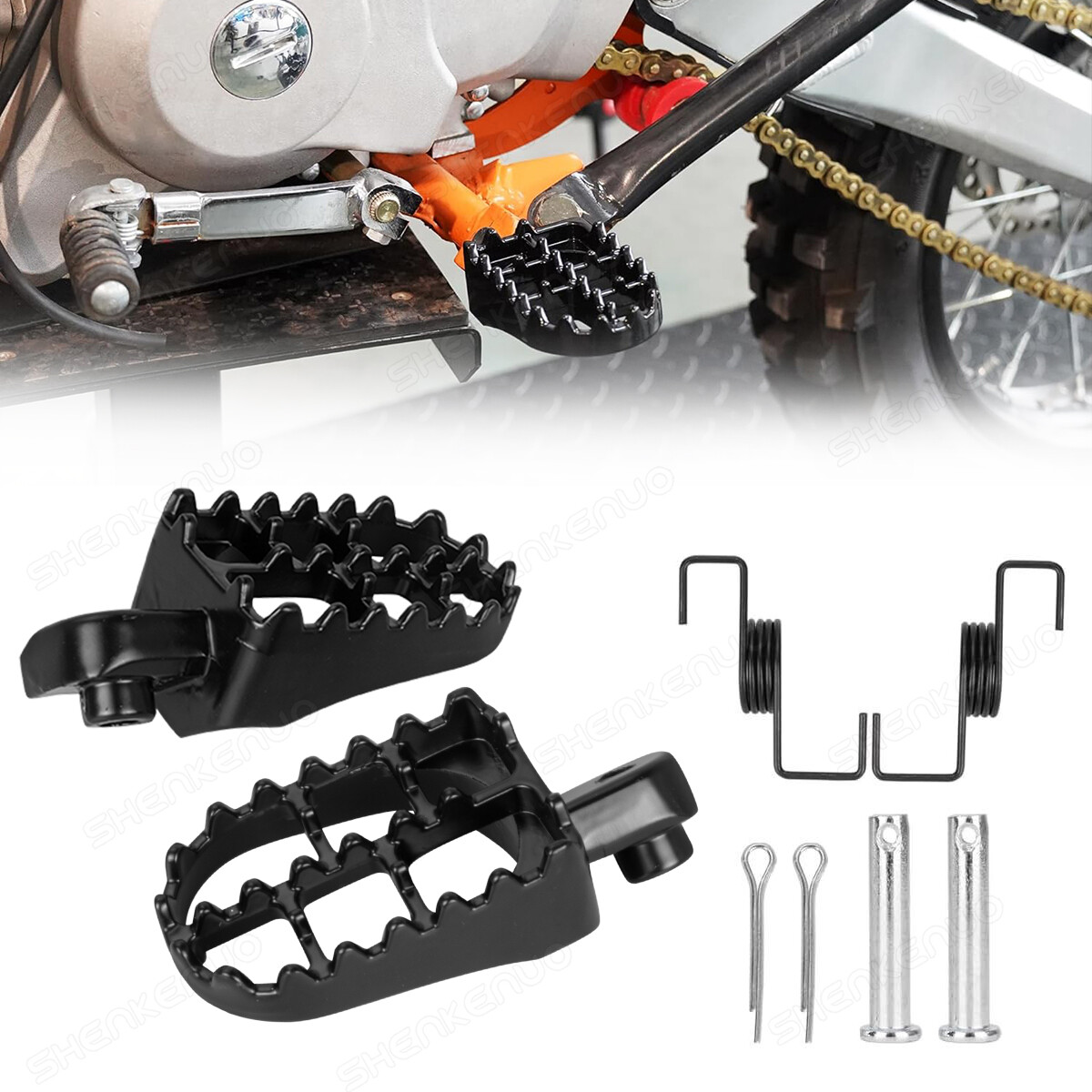 2X Foot Pegs Pedal Pad Wide Fat Footrest For Kawasaki KX250 KLX110 KX80 KDX200