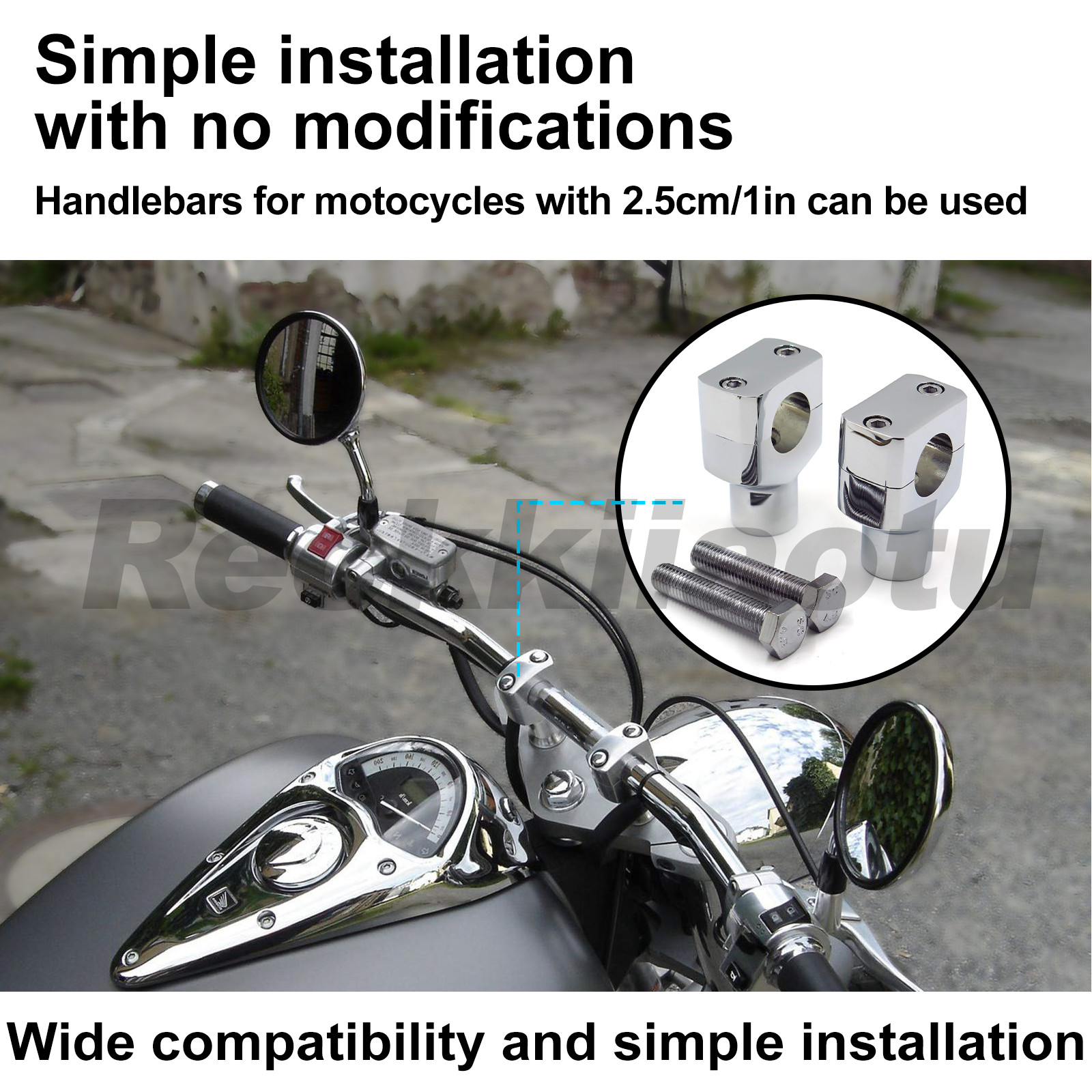 1″ 25mm Handlebar Risers for Honda Shadow VT ACE Aero Spirit VLX 600 750 1100