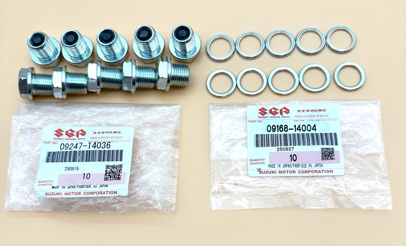 10PACK NEW SUZUKI GENUINE OEM OIL DRAIN PLUG & GASKET GSXR 600 750 1000 HAYABUSA