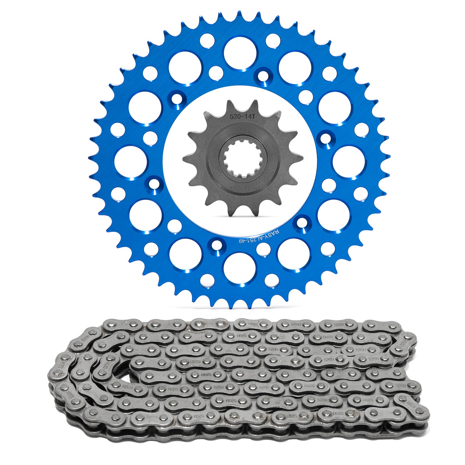 YZ250 YZ426 WR400 14T 49T 520 Non O-Ring Chain and Sprocket Kit for Yamaha Blue