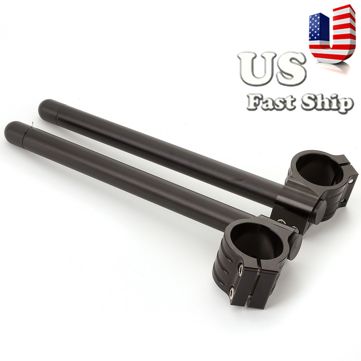 CNC Regular 31mm Handle Bar Fitk Clipon Handlebars Clip Ons Clamp Black 22mm Set