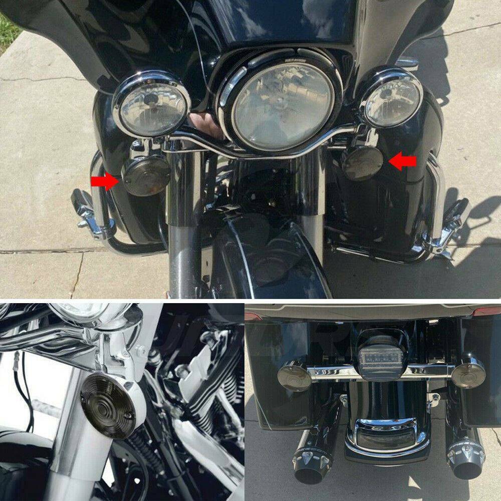 2Pcs Smoked Lens Turn Signal Light Flat Lens Covers For Harley Road King Glide