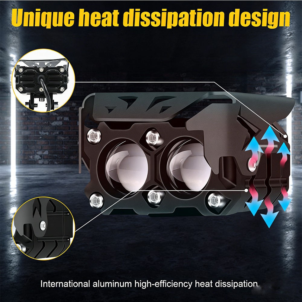 6000K White 3500K YellowDual-Beam LED Aux Fog/Driving Light fit Honda Motorcycle