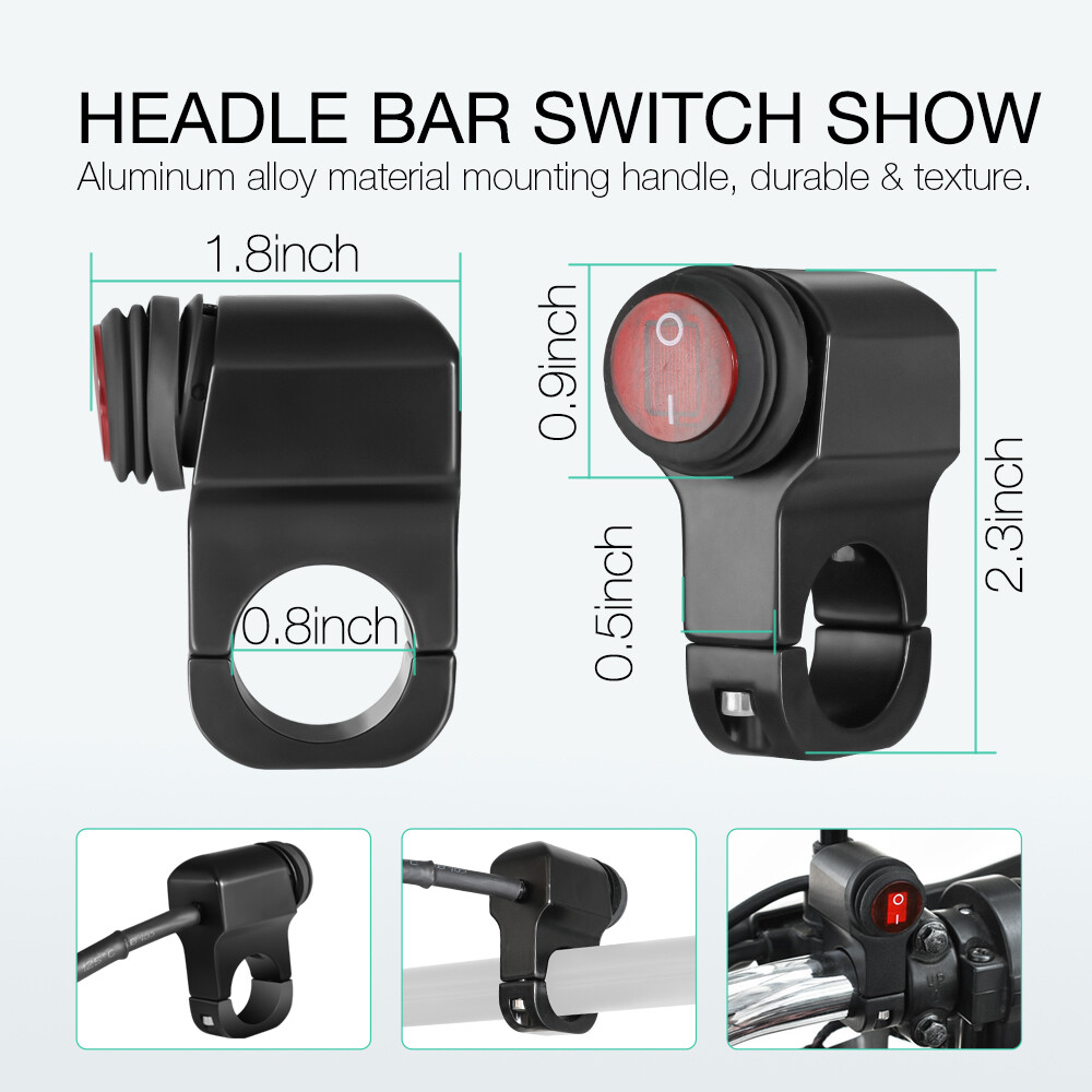 Wiring Harness Kit Motorcycle Handlebar Switch 18AWG 2 Leads 12V For LED Lights