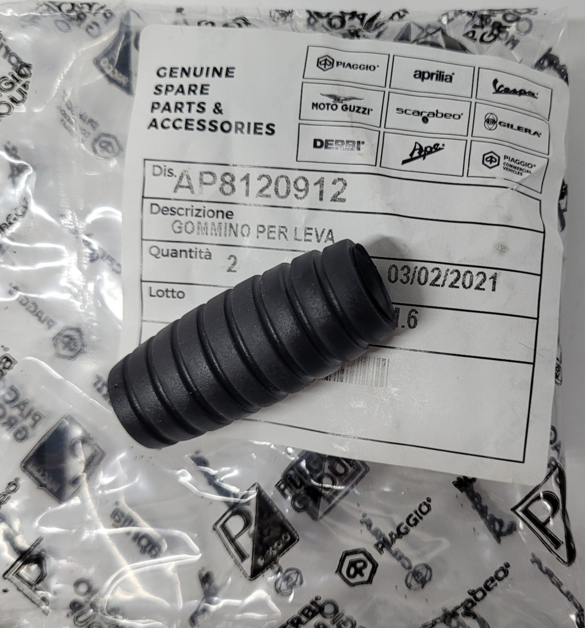 APRILIA MOTO GUZZI BRAKE LEVER PIN & LEVER RUBBER * AP8121221 / AP8120912 * OEM