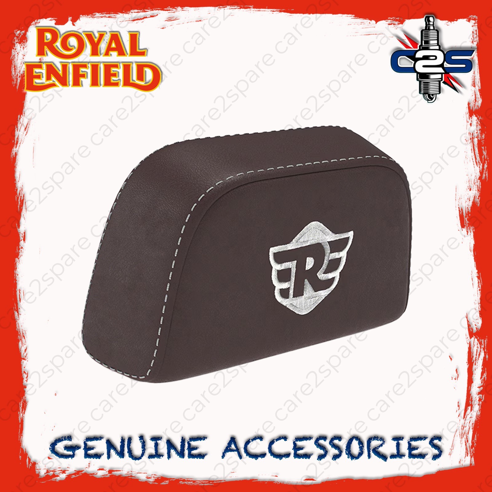 Brown Passenger Backrest Pad with Mounts for Royal Enfield Classic Reborn 350