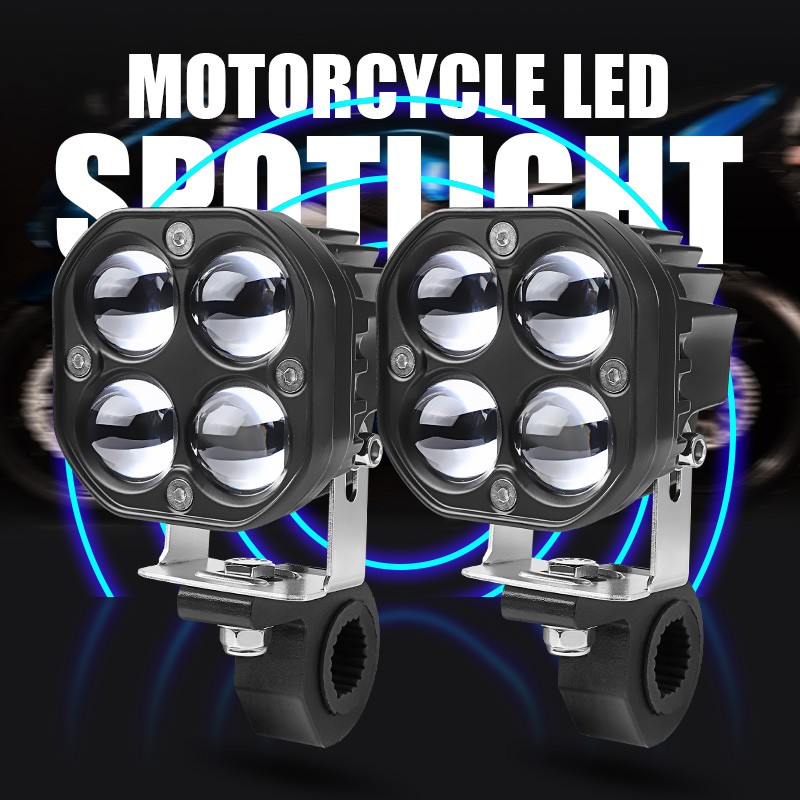 2X 60W 10000LM LED Motorcycle Driving Fog Spot Light Auxiliary Lamp White+Amber