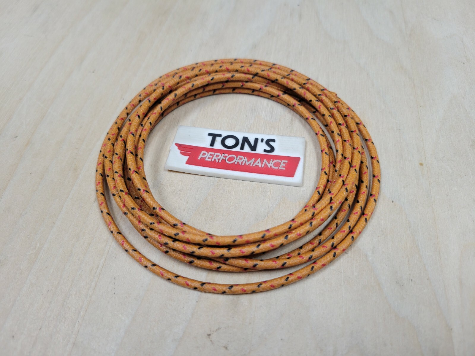 10 feet Vintage Braided Cloth Covered Primary Wire 16 gauge Orange w/ Black Red