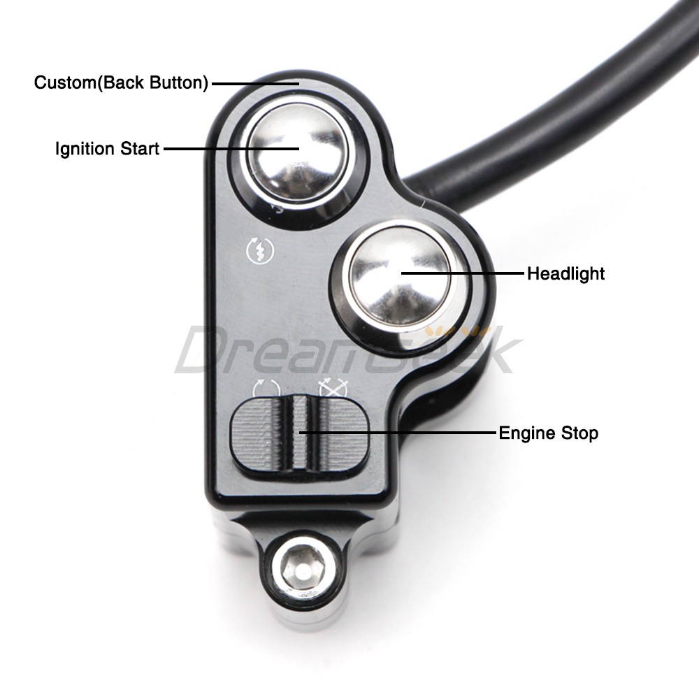 25mm Universal Black Handlebar Switch Horn Button Control for Harley Motorcycle