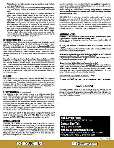 KBS Coatings 5200 Gold Standard Tank Sealer – 8 fl. oz., Silver
