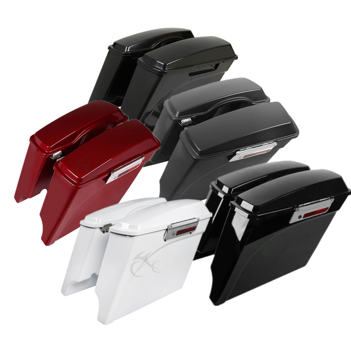 5″ Extended Hard Saddlebags Saddle Bags w/ Lids Fit For Harley Touring 1993-2013