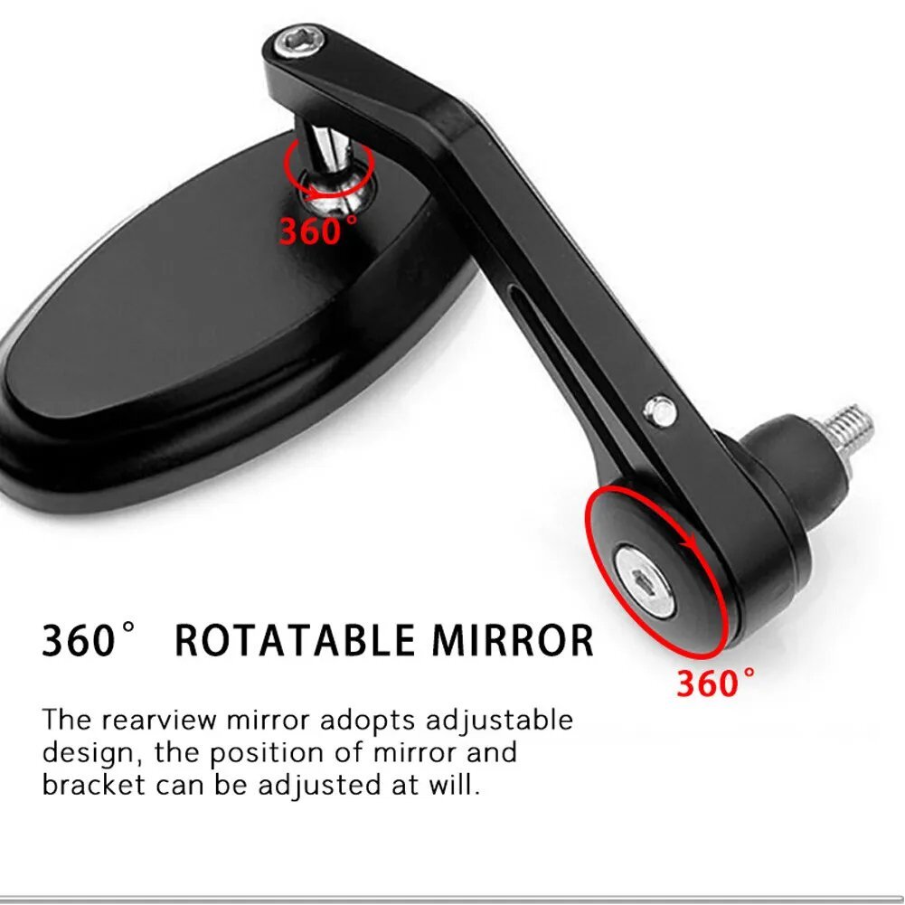 1 Pair 7/8″ 22mm Motorcycle Rear View Handle Bar End Side Rearview Mirrors Black