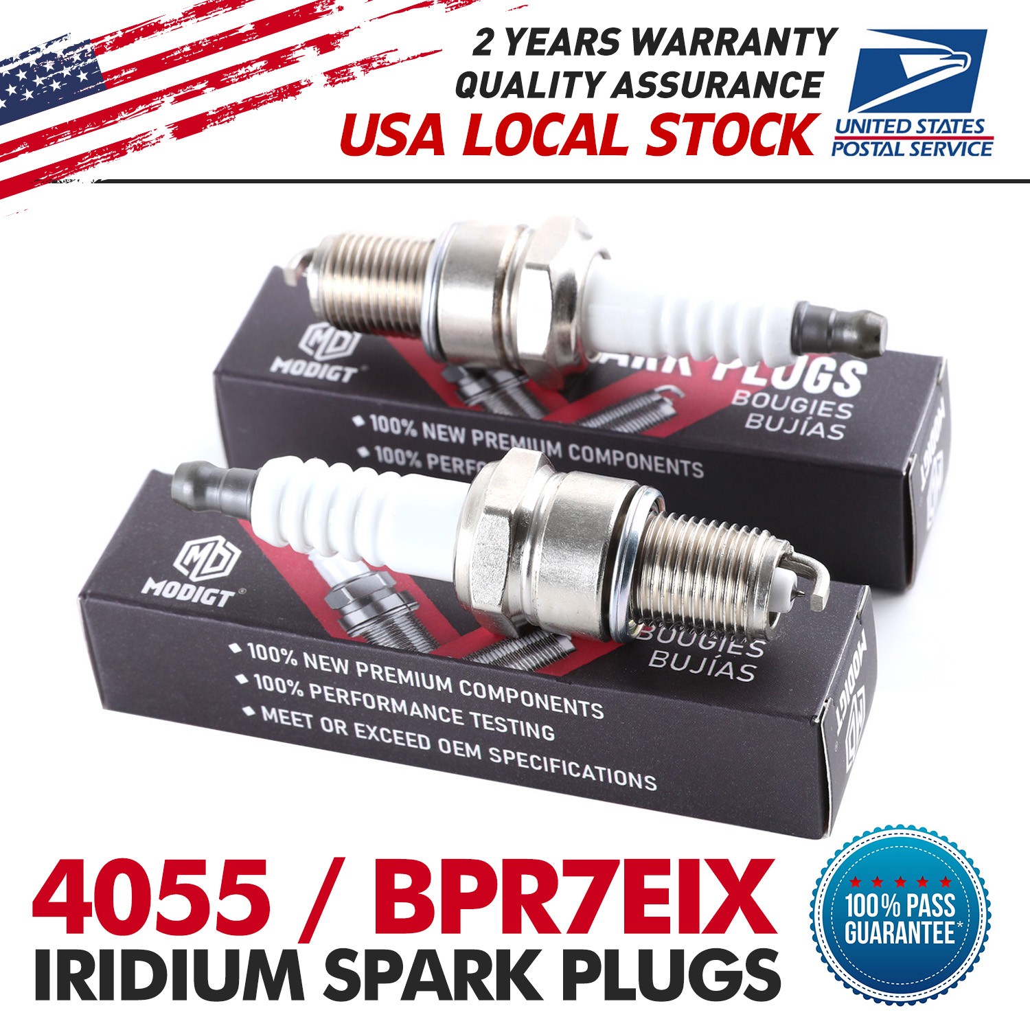 Set of 4 NGK 4055 / BPR7EIX Iridium Spark Plugs for BMW Polaris Yamaha Cobra