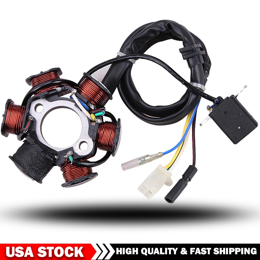 GY6 50cc 110cc 125cc 150cc Moped Scooter ATV Magneto Stator 6 Pole Coil 4 Wire