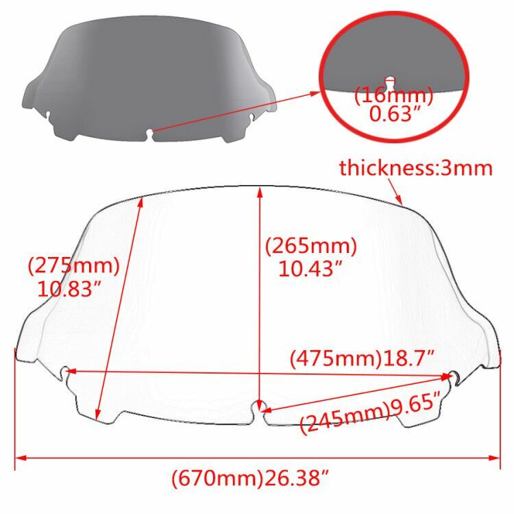 4.5″ 7″ 9″ 10″ Motor Wave Windshield Fit for Harley Touring Street Glide 2014-23
