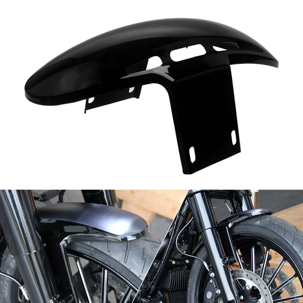 Gloss Black 21″ Wheel Short Slotted Front Fender Fit For Harley Touring 2014‑23