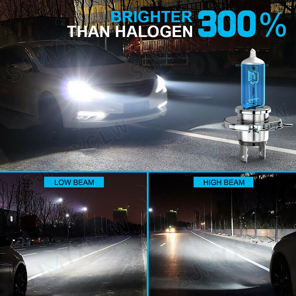 Motorcycle H4 HS1 Halogen Bulb 5000K White Headlight Hi-Lo Beam Light Lamp Bulbs