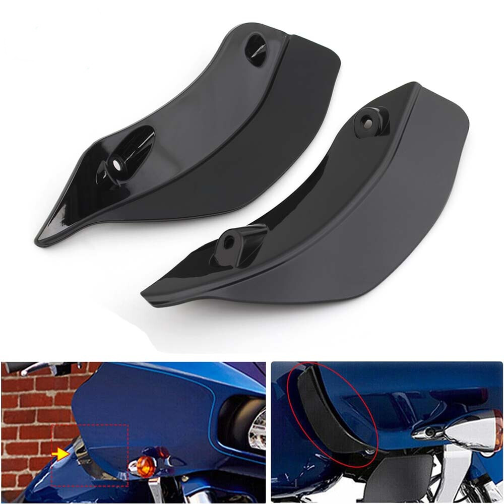Black Side Wings Upper Fairing Wind Air Deflector for Harley Road Glide 2015-21