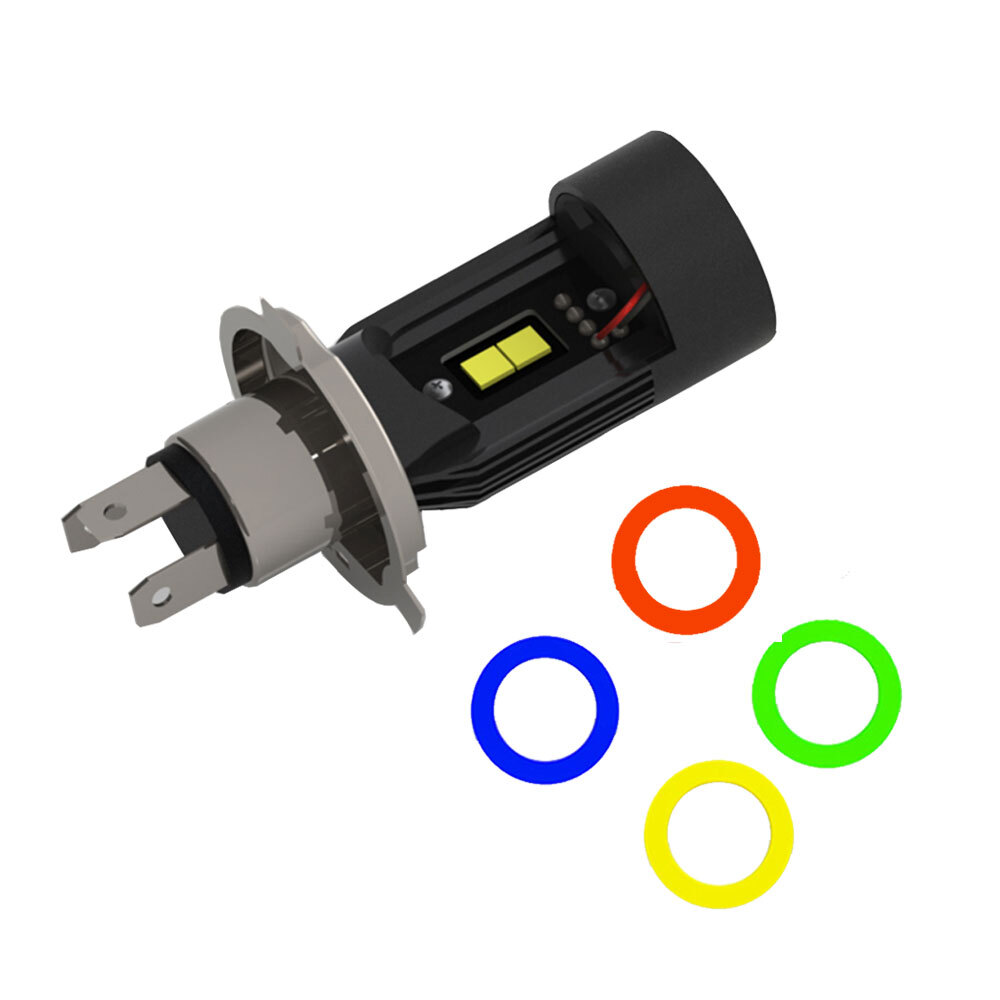 5in1 12/24V Angel Eye LED H4 HS1 P43T Car Headlight Light Motorcycle Lamp Bulb