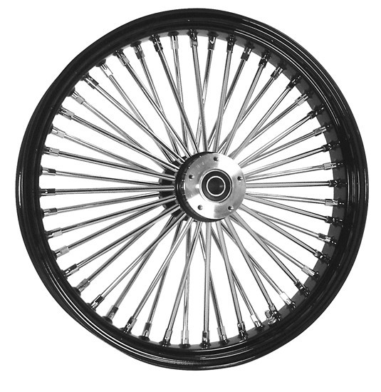 NEW BLACK AND CHROME 21X3.5 FAT SPOKE FRONT WHEEL FOR HARLEY DAVIDSON CUSTOM