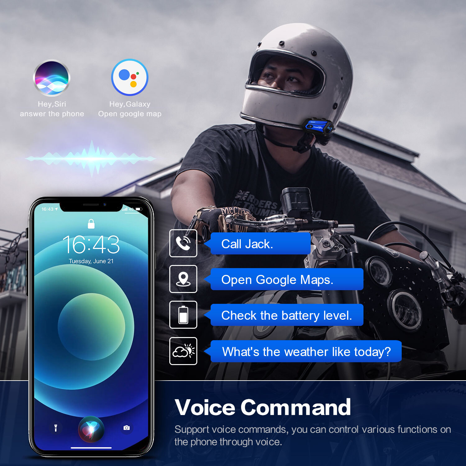 2x M1-S Plus Motorcycle Intercom 10Rider Bluetooth Headset Helmet 2000M FM Music