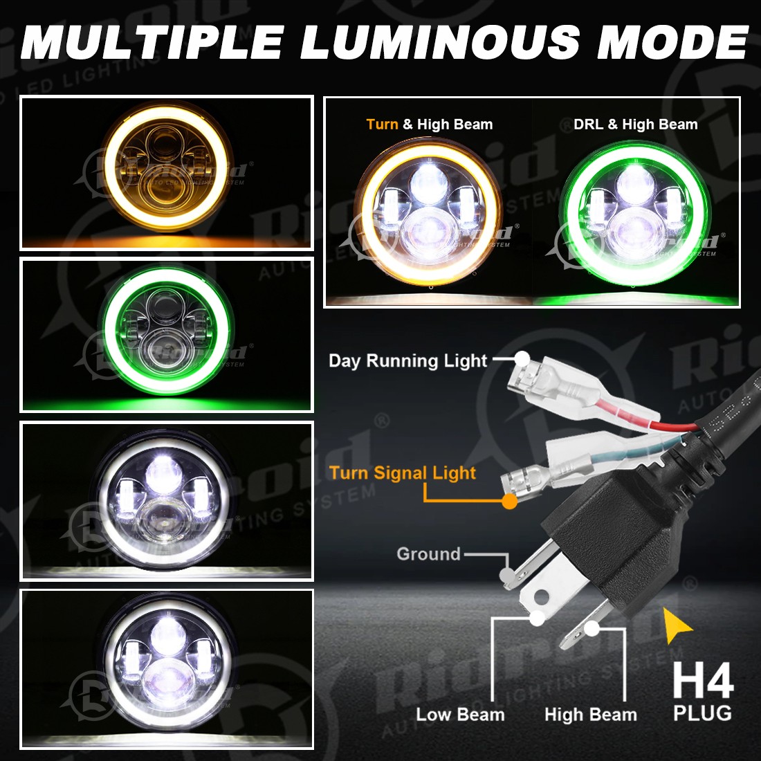 7” LED Halo Headlight Projector DRL For Harley Davidson Dyna Switchback