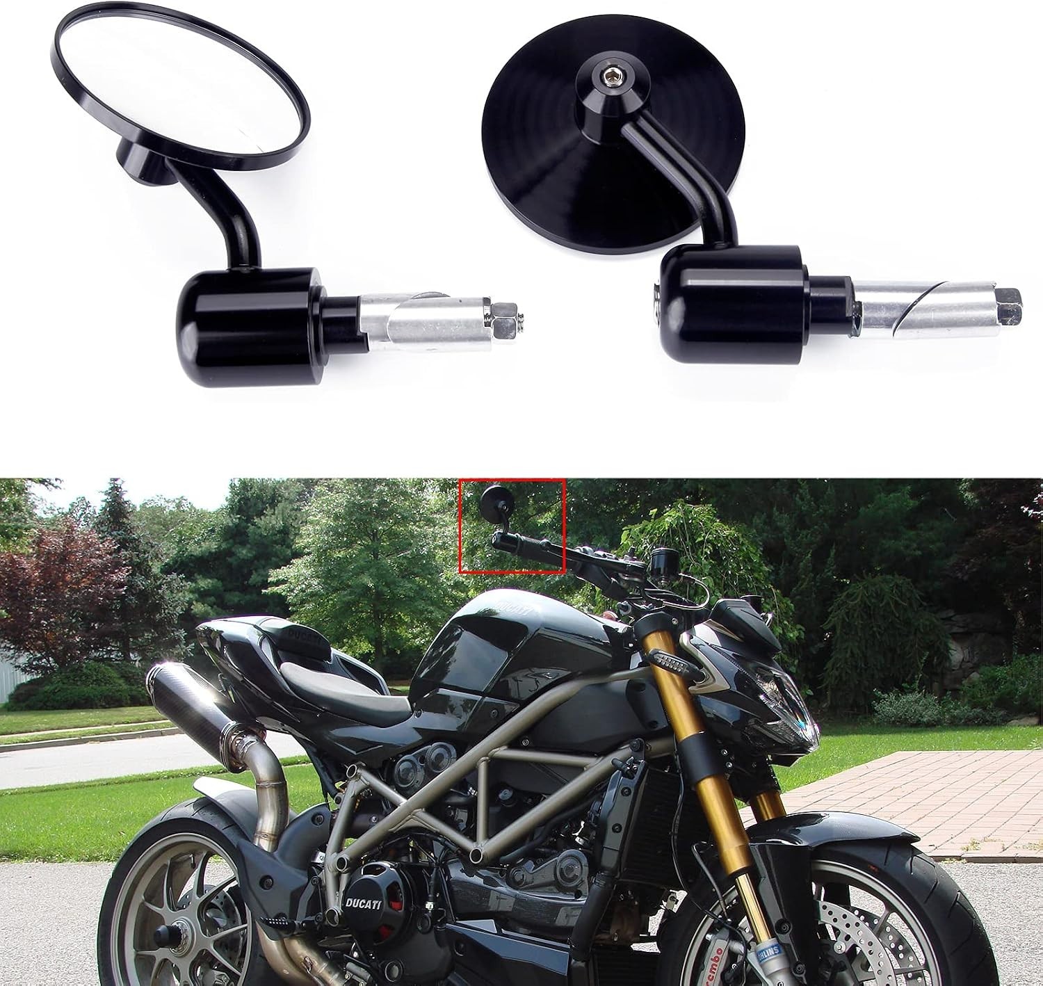 MOTORCYCLE REARVIEW MIRRORS 7/8″ HANDLE BAR END for CAFE RACER BOBBER CRUISER