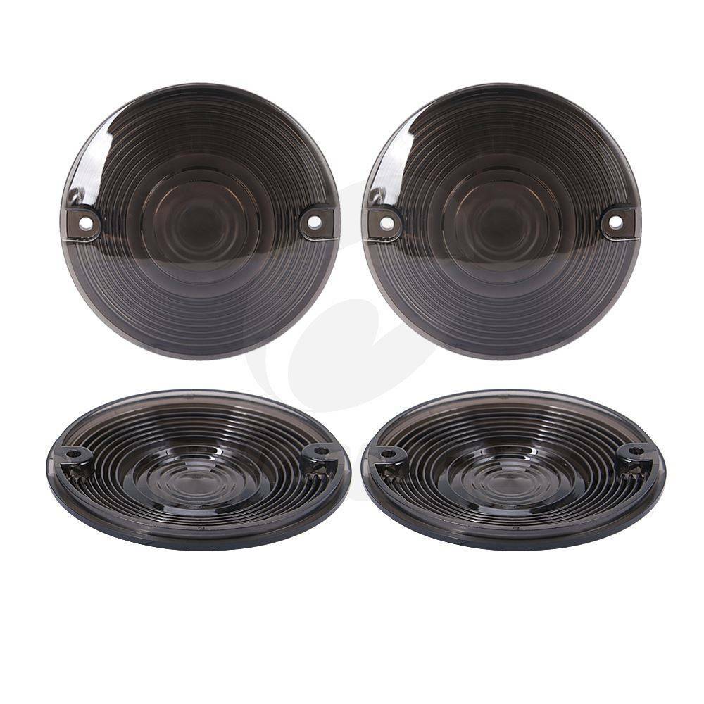 2Pcs Smoked Lens Turn Signal Light Flat Lens Covers For Harley Road King Glide