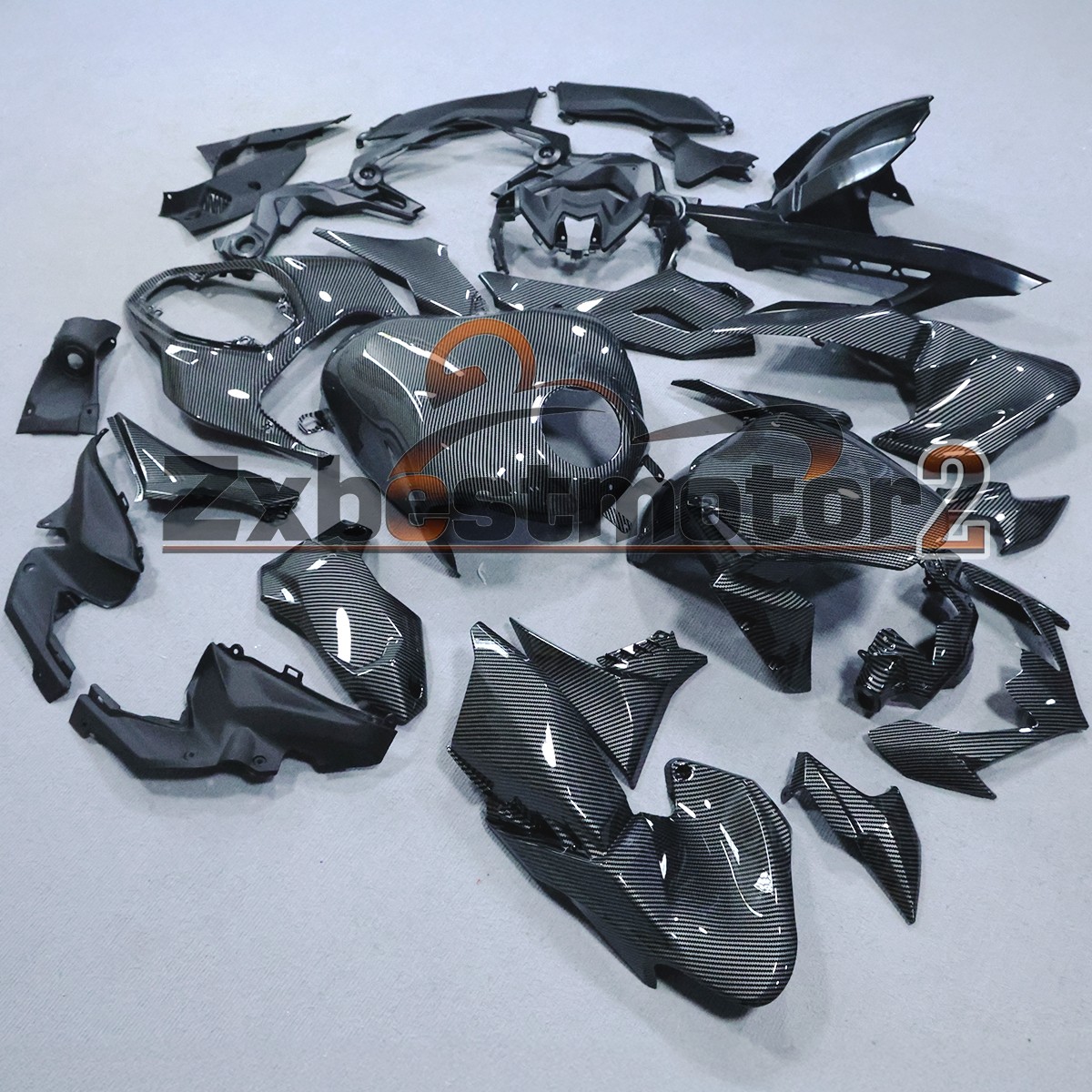 Black Carbon Fiber Painted Fairings Kit w/Tank For Kawasaki Z900 2020 -2024 Z900