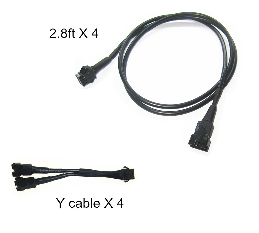 4Pcs Black 4 Pins Extension Cord 2.8ft For Motorcycle Led Underglow Lighting
