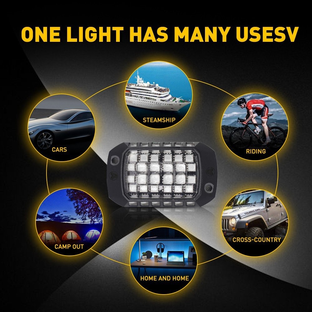 4PCS 36-LED Underbody Light Underglow Bars For Reverse Yacht Dome Light Red Lamp