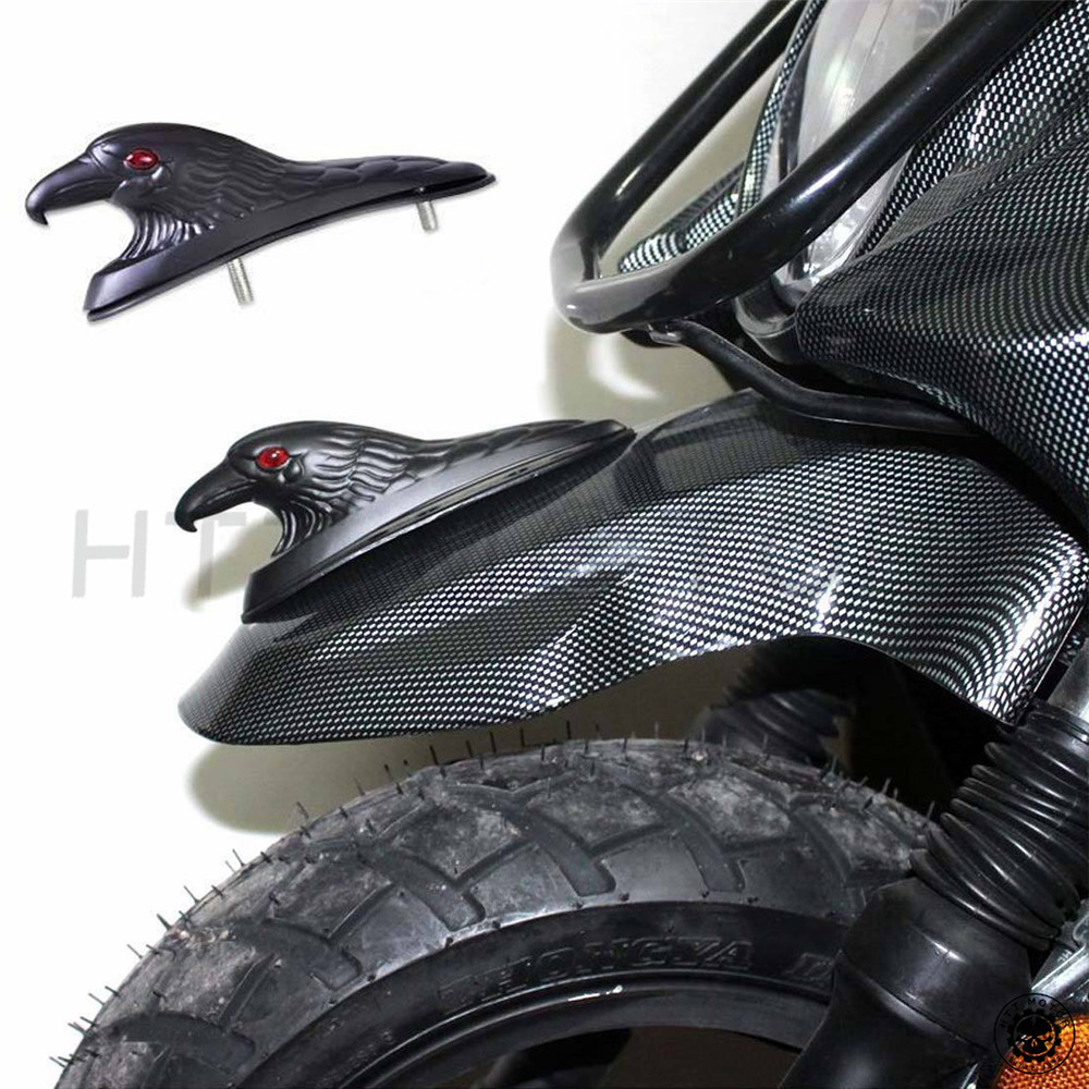 HTTMT Front Fender Eagle Head with Red Eyes Aluminum Black 65mm Ornament